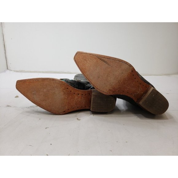 Pecos Bill Womens Boots Cowgirl Snip Toe Leather Brown Turquoise Inlay 7.5 B - Picture 9 of 10